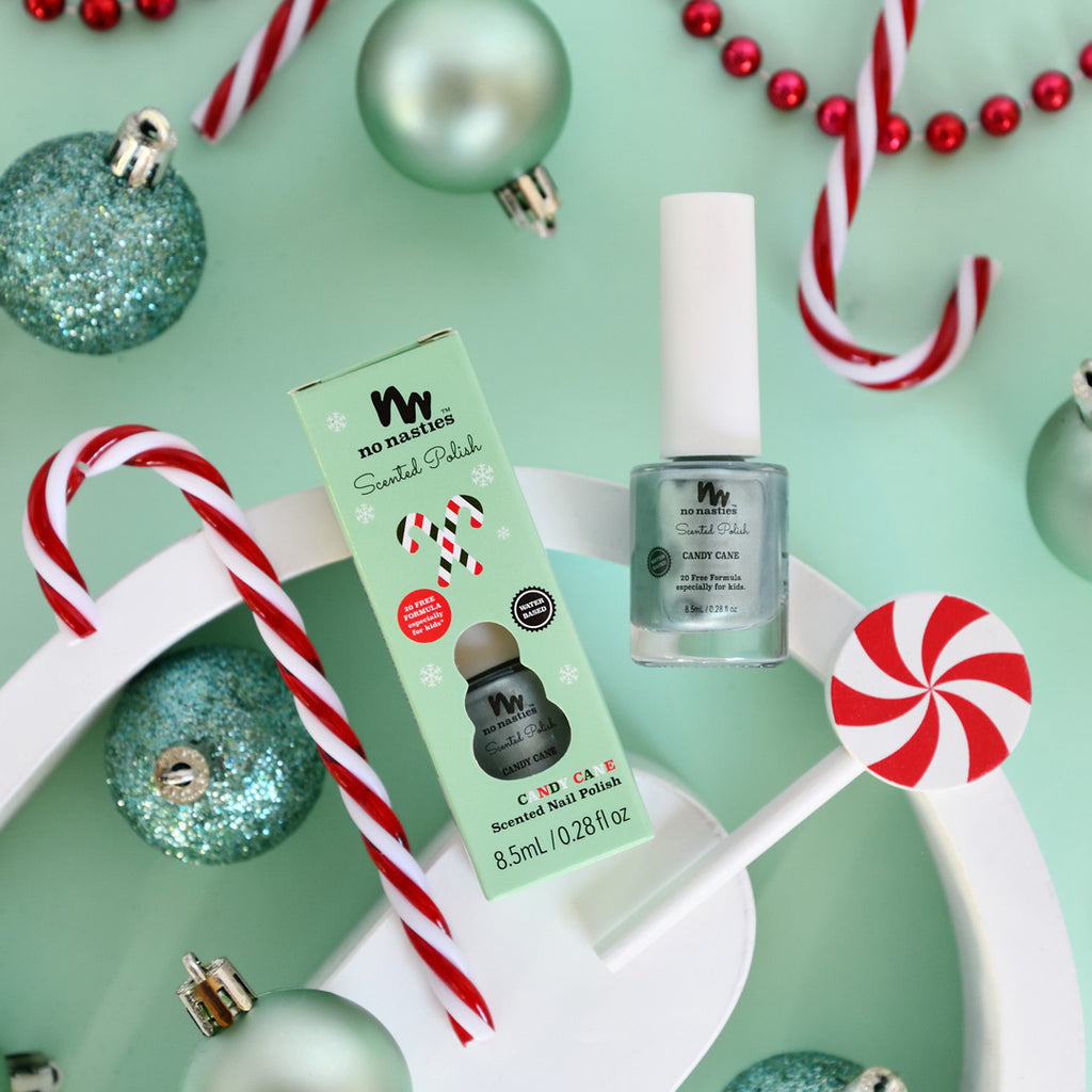 Christmas Candy Cane Scented Kids Polish - Shimmery Pastel Green