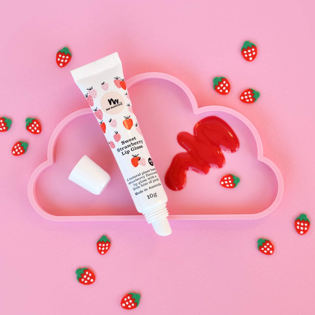 All Natural Sweet Strawberry Lip Gloss for Kids and Mums